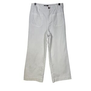 Frye Womens White Wide Leg Crop Patch Pocket Pants High Rise Size 27/4